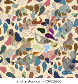 Autumn colored seamless pattern with leaves for texture or background.