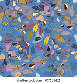 Autumn colored seamless pattern with leaves for texture or background.