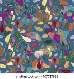 Autumn colored seamless pattern with leaves for texture or background.