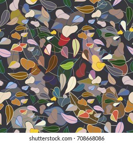 Autumn colored seamless pattern with leaves for texture or background.