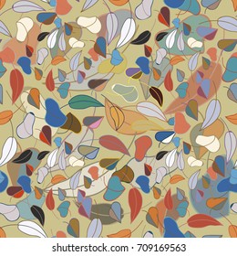 Autumn colored seamless pattern with leaves for texture or background.