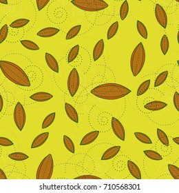 Autumn colored seamless pattern with leaves for texture or background.