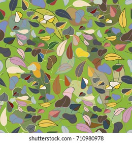 Autumn colored seamless pattern with leaves for texture or background.