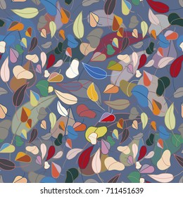 Autumn colored seamless pattern with leaves for texture or background.
