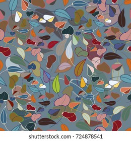 Autumn colored seamless pattern with leaves for texture or background.
