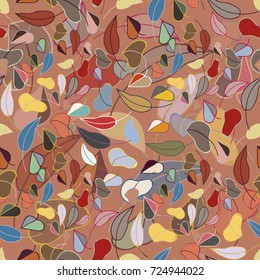 Autumn colored seamless pattern with leaves for texture or background.