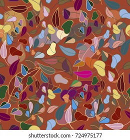Autumn colored seamless pattern with leaves for texture or background.