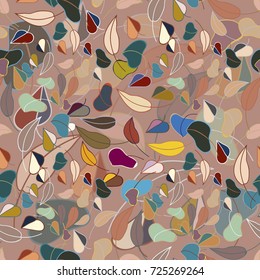 Autumn colored seamless pattern with leaves for texture or background.