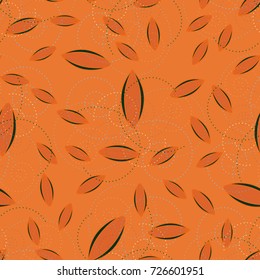 Autumn colored seamless pattern with leaves for texture or background.