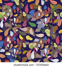 Autumn colored seamless pattern with leaves for texture or background.