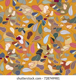Autumn colored seamless pattern with leaves for texture or background.