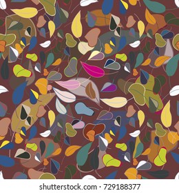 Autumn colored seamless pattern with leaves for texture or background.