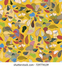 Autumn colored seamless pattern with leaves for texture or background.
