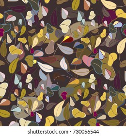 Autumn colored seamless pattern with leaves for texture or background.