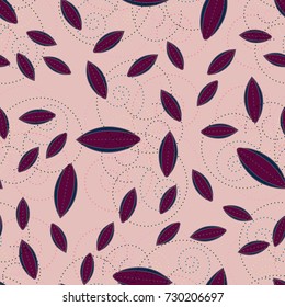 Autumn colored seamless pattern with leaves for texture or background.
