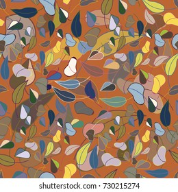 Autumn colored seamless pattern with leaves for texture or background.