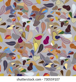 Autumn colored seamless pattern with leaves for texture or background.