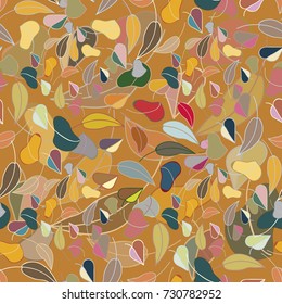 Autumn colored seamless pattern with leaves for texture or background.