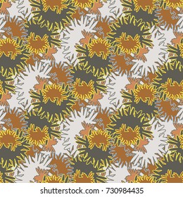 Autumn colored seamless pattern with leaves for texture or background.