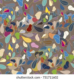 Autumn colored seamless pattern with leaves for texture or background.