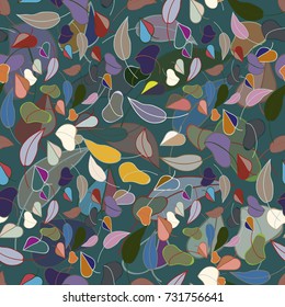 Autumn colored seamless pattern with leaves for texture or background.
