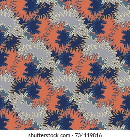 Autumn colored seamless pattern with leaves for texture or background.