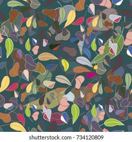 Autumn colored seamless pattern with leaves for texture or background.