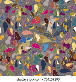 Autumn colored seamless pattern with leaves for texture or background.
