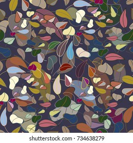 Autumn colored seamless pattern with leaves for texture or background.