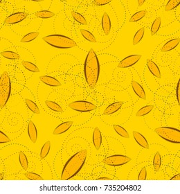 Autumn colored seamless pattern with leaves for texture or background.