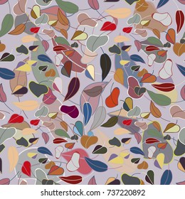 Autumn colored seamless pattern with leaves for texture or background.