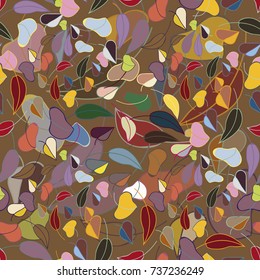 Autumn colored seamless pattern with leaves for texture or background.