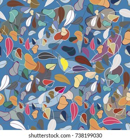 Autumn colored seamless pattern with leaves for texture or background.