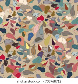 Autumn colored seamless pattern with leaves for texture or background.