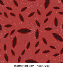 Autumn colored seamless pattern with leaves for texture or background.