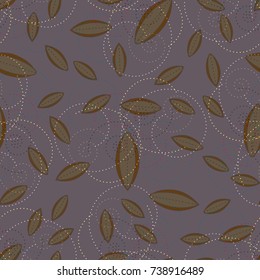 Autumn colored seamless pattern with leaves for texture or background.