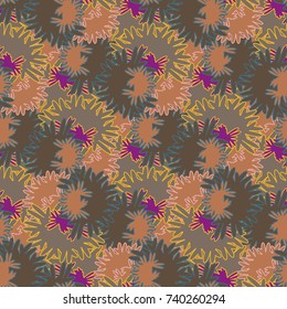 Autumn colored seamless pattern with leaves for texture or background.