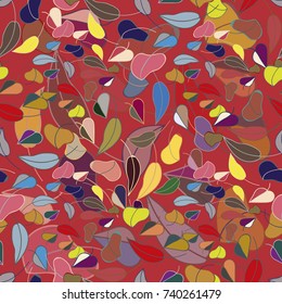 Autumn colored seamless pattern with leaves for texture or background.