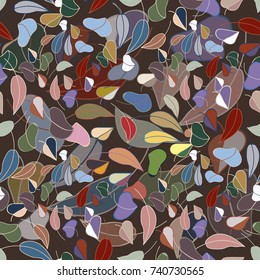 Autumn colored seamless pattern with leaves for texture or background.