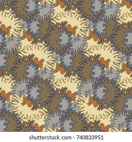 Autumn colored seamless pattern with leaves for texture or background.