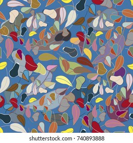 Autumn colored seamless pattern with leaves for texture or background.