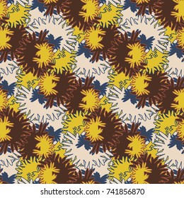 Autumn colored seamless pattern with leaves for texture or background.