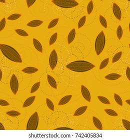 Autumn colored seamless pattern with leaves for texture or background.