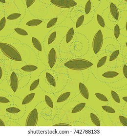 Autumn colored seamless pattern with leaves for texture or background.