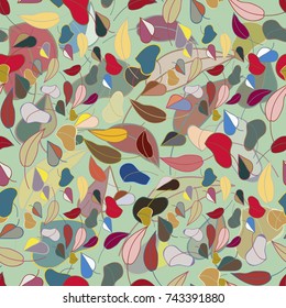 Autumn colored seamless pattern with leaves for texture or background.