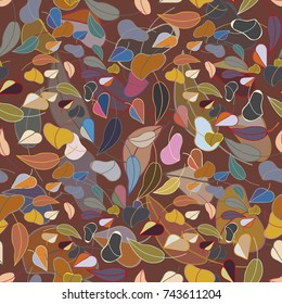 Autumn colored seamless pattern with leaves for texture or background.