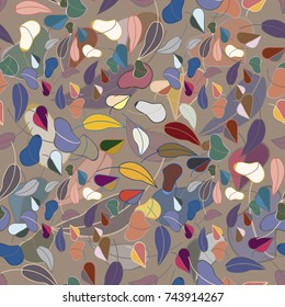 Autumn colored seamless pattern with leaves for texture or background.