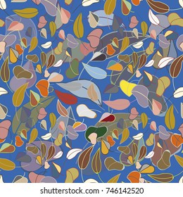 Autumn colored seamless pattern with leaves for texture or background.