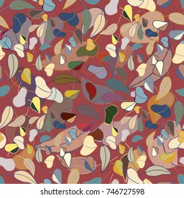 Autumn colored seamless pattern with leaves for texture or background.