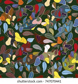 Autumn colored seamless pattern with leaves for texture or background.